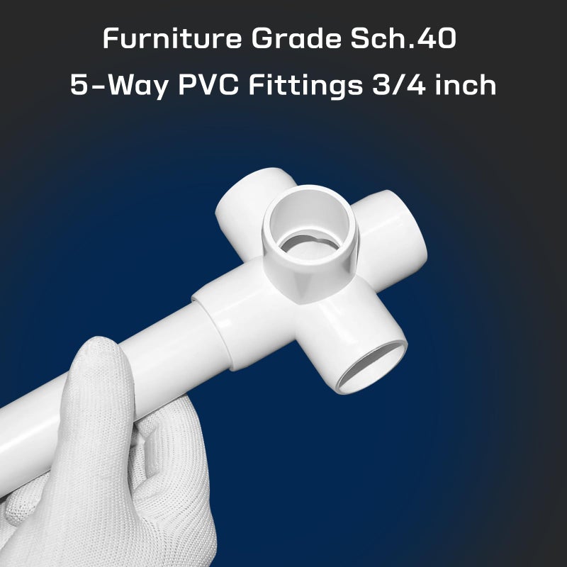 letsFix 3/4" PVC Fittings 5 Way (4-Pack) Furniture Grade, Elbow Connector, Heavy Duty for DIY Furniture, Frames, UV Resistant - Compatible with 3/4" Schedule 40 PVC Pipesâ€Œ - Image 5